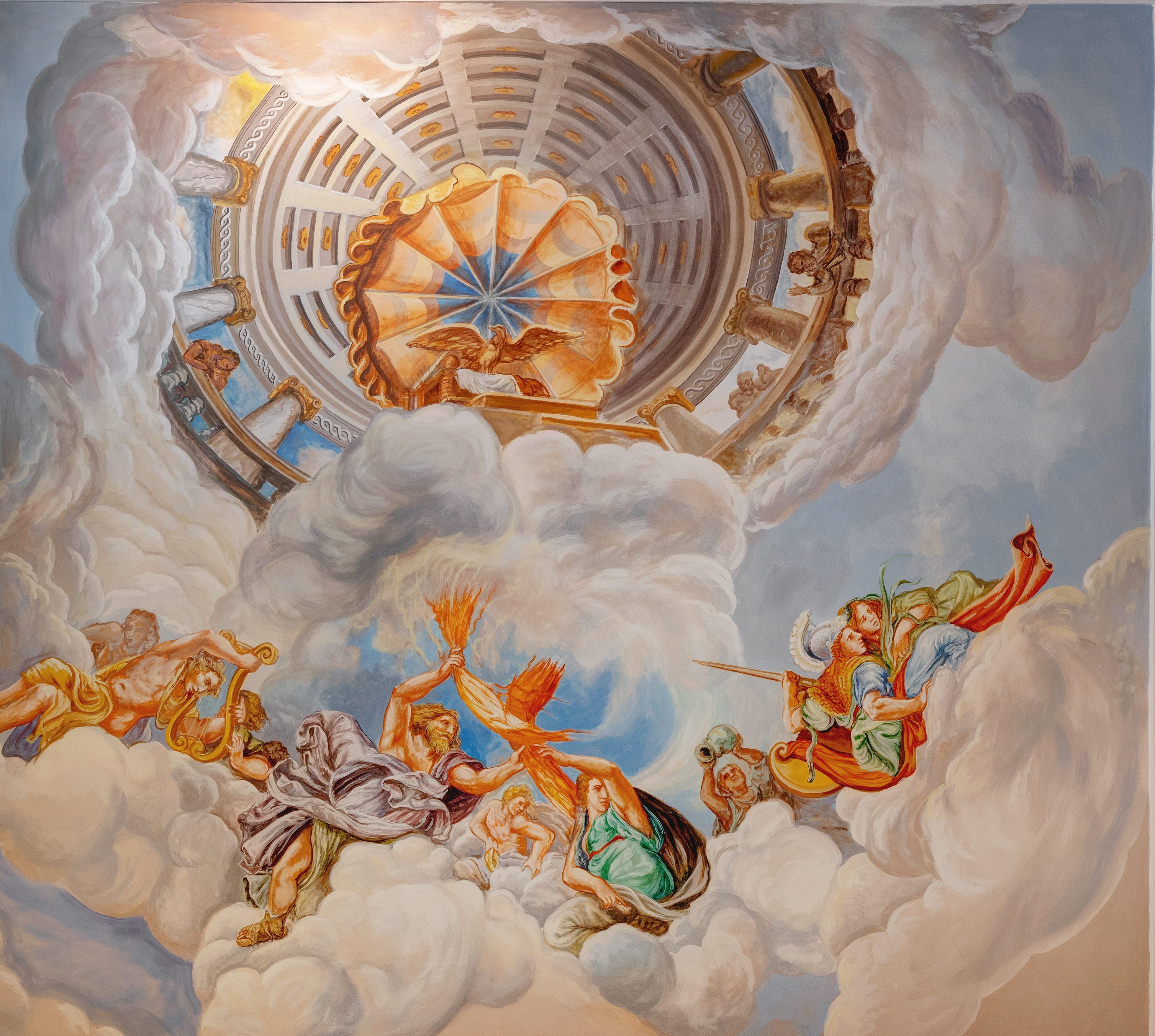 Hand-painted fresco inside Hotel Amalfi