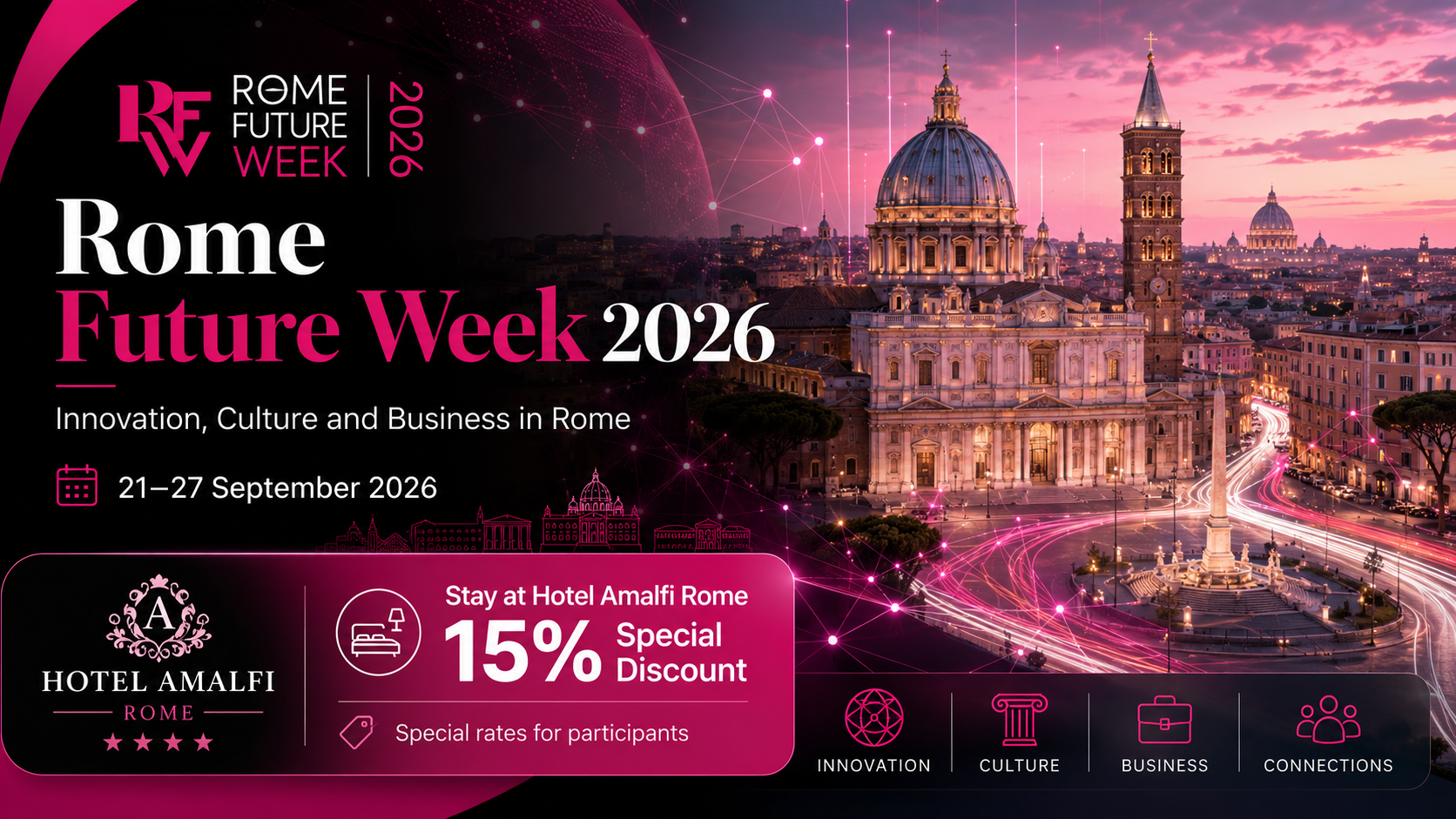 Rome Future Week 2026: inovação, cultura e negócios no centro de Roma